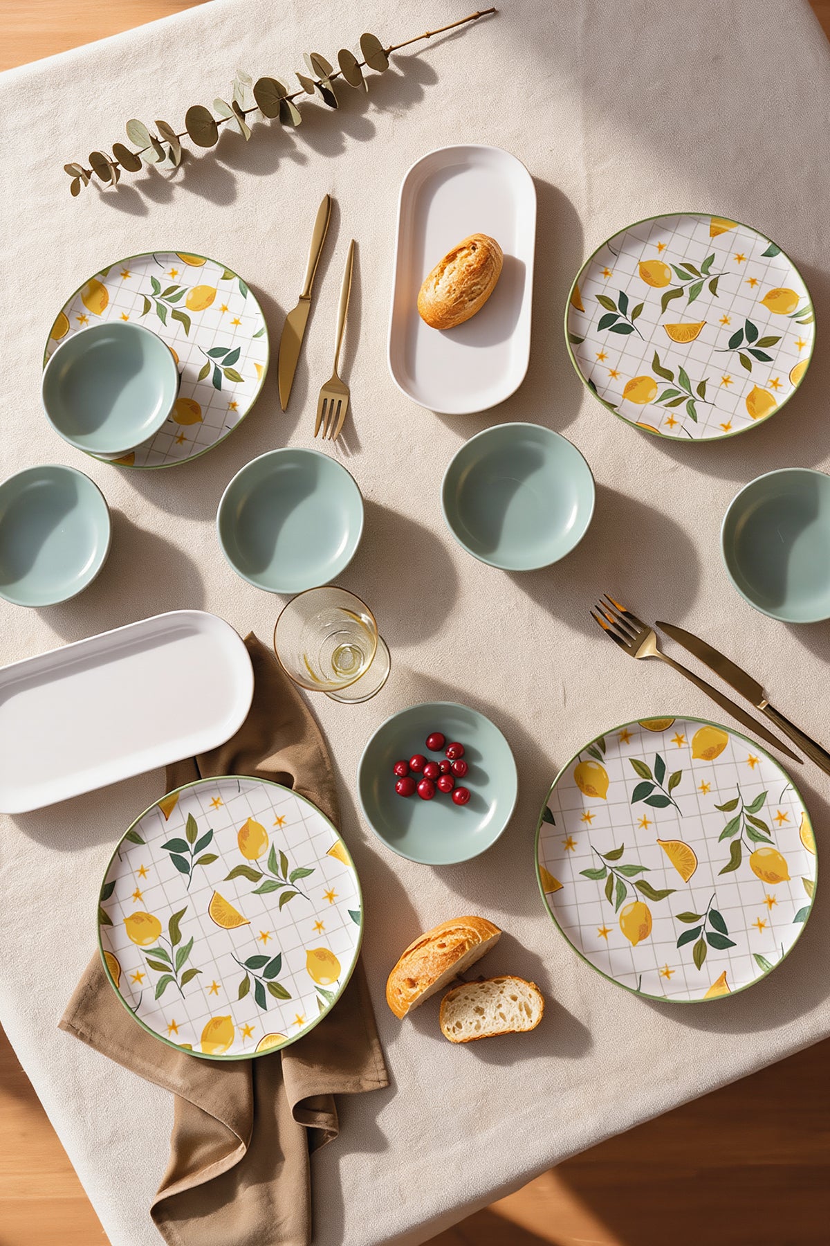 Lemon Breakfast Set, 12 Pieces, for 4 People