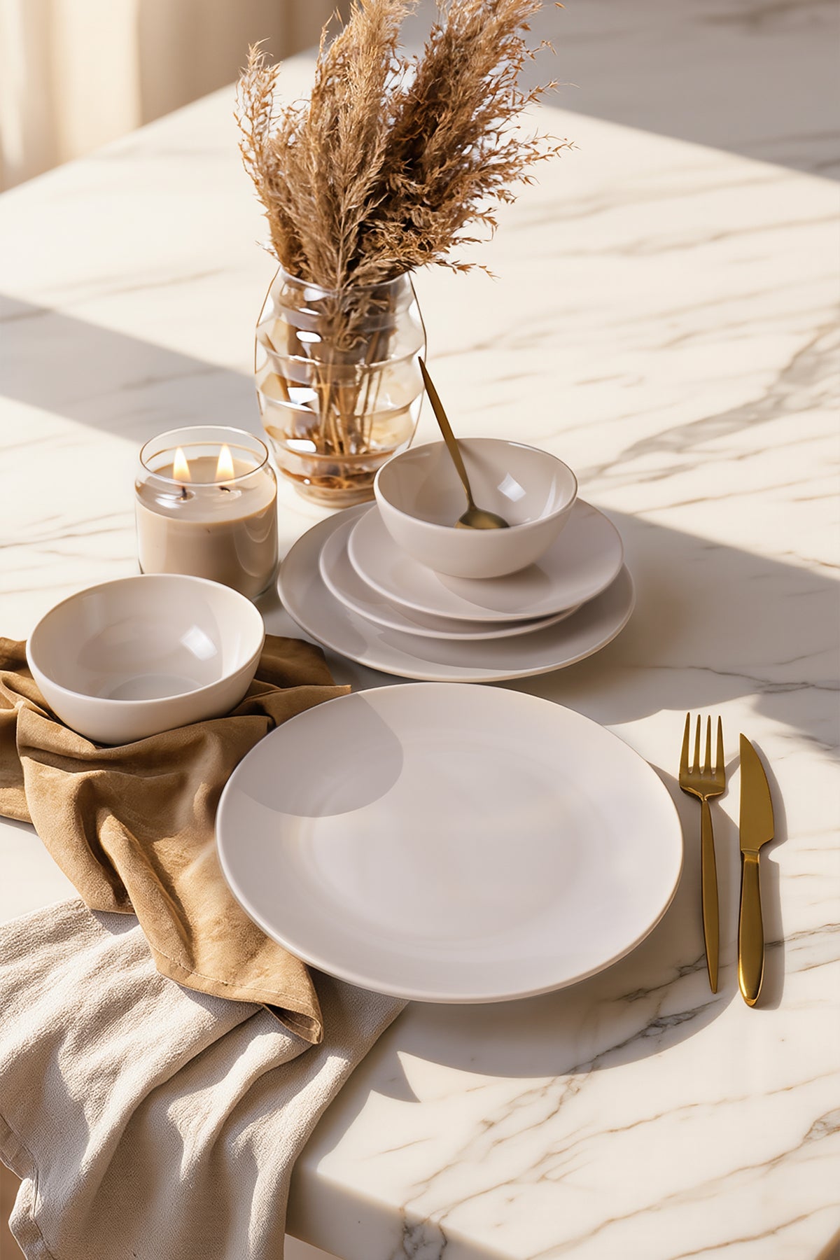 Cream Kera 6-Piece Dinner Set for 2 People