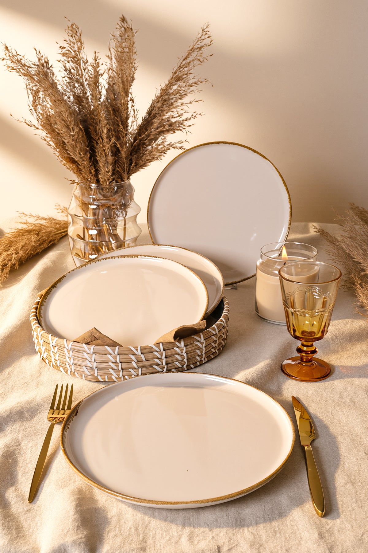 Straw Nordic Serving Plate 26 cm, 4 Pieces