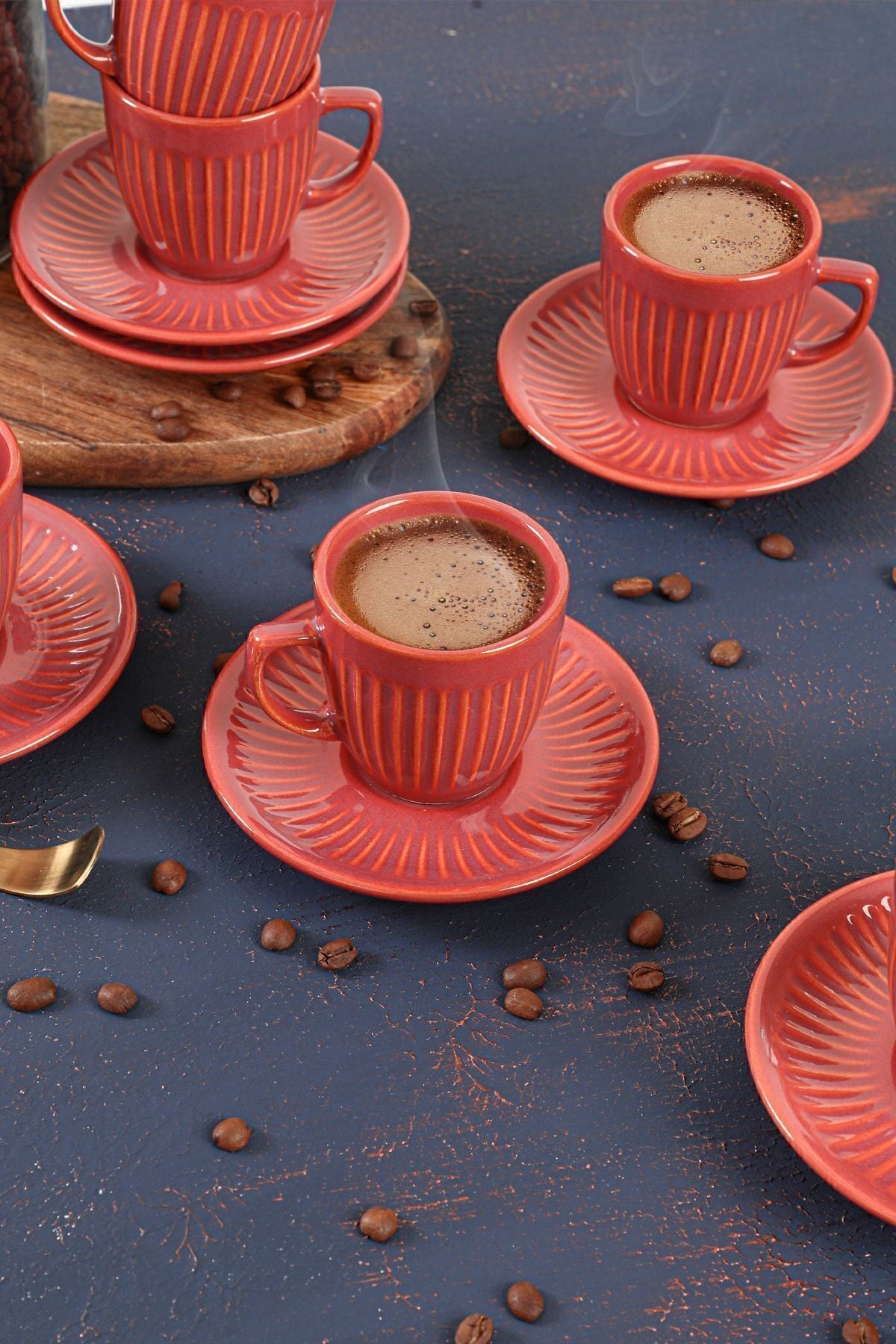 Mercan Line Coffee Set 12 Pieces for 6 People