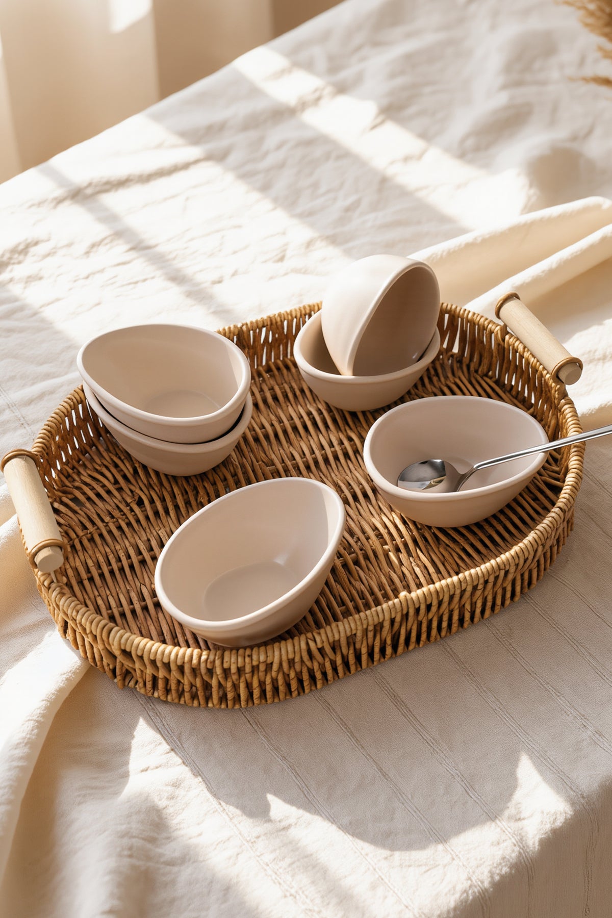 Ephesus Matte Cream Snack/Sauce Dish, 10 cm, 6 Pieces