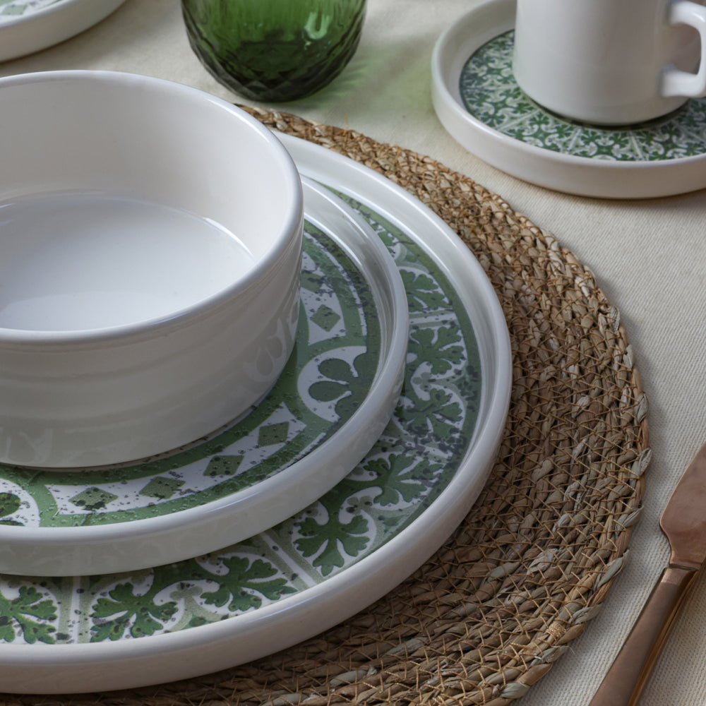 Timeless Green Stackable Dinner/Breakfast Set 20 Pieces for 4 People