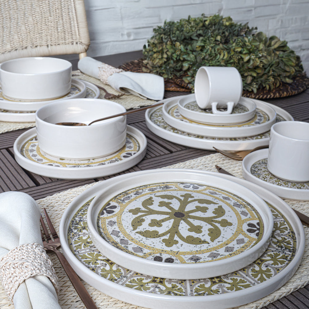 Timeless Brown Stackable Dinner/Breakfast Set 20 Pieces for 4 People
