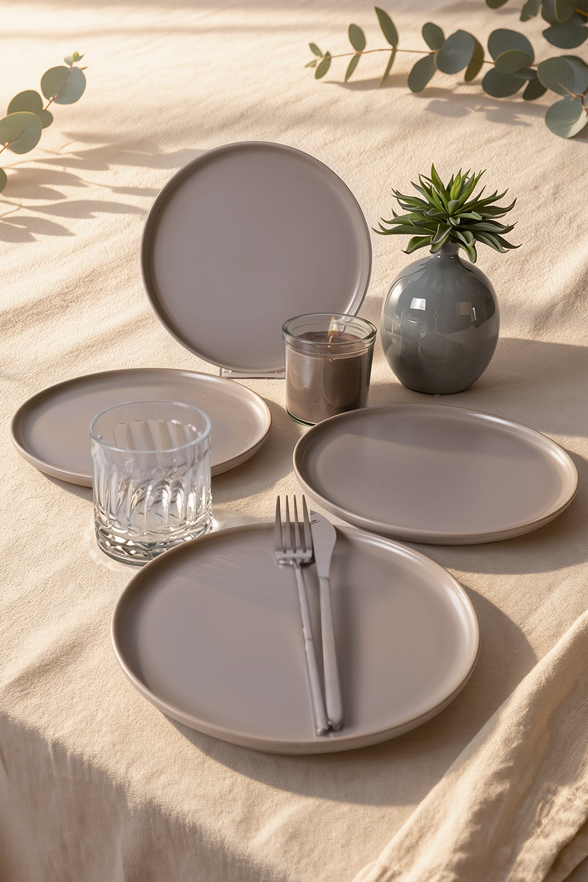 Matte Grey Nordic Plate 22 cm 4 Pieces