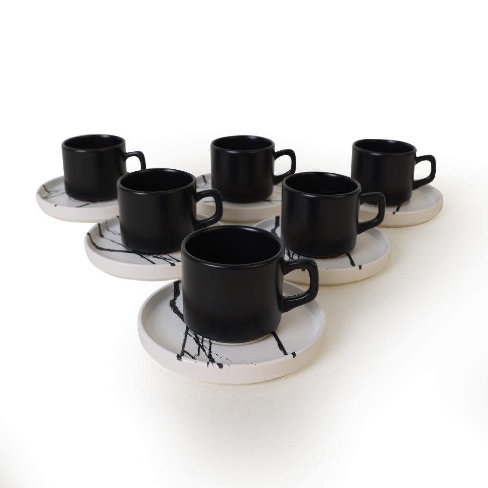 Marble Stackable Tea Set 12 Pieces for 6 People