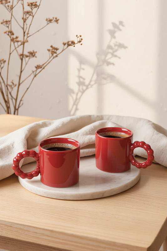 Red Pearl Mug 8 cm 2 Pieces