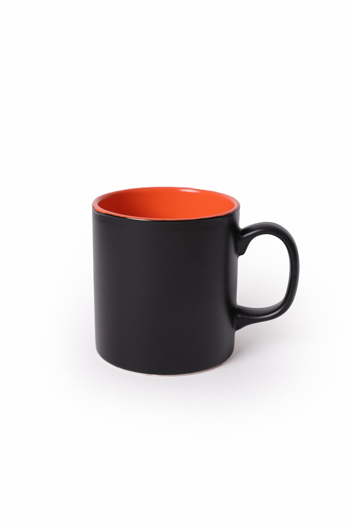 Matte Black / Orange Cylindrical Mug, 10 cm, 2 Pieces