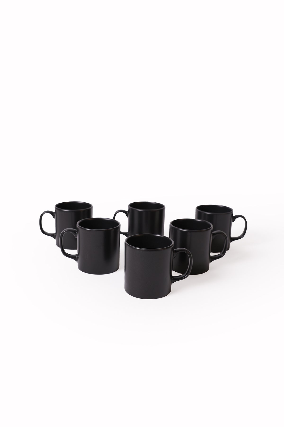 Matte Black Cylindrical Mug 10 cm 6 Pieces