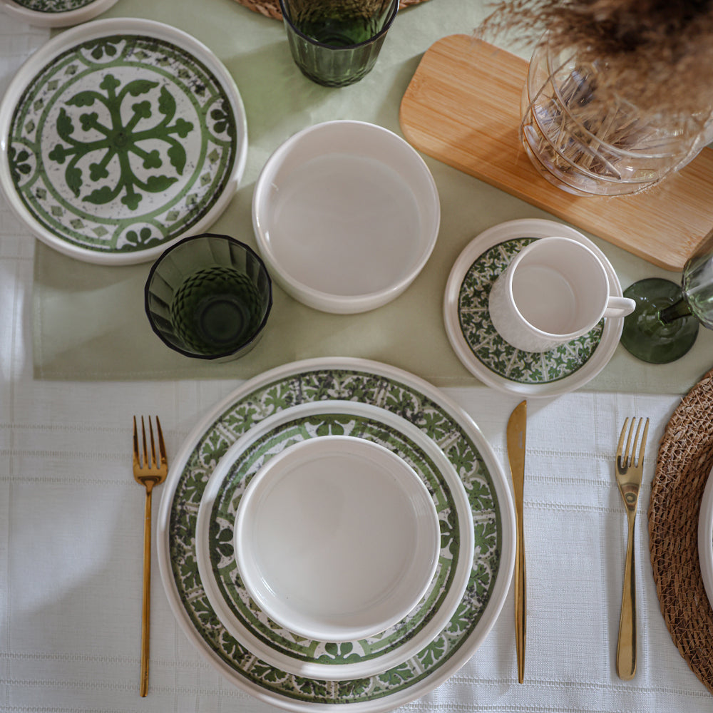 Timeless Green Stackable Dinner/Breakfast Set 20 Pieces for 4 People
