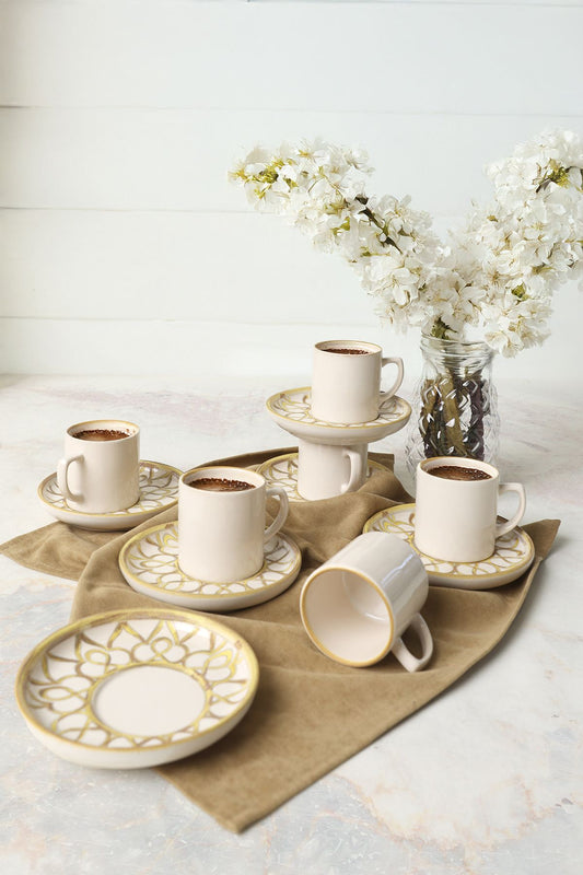 Worn Gold Nordic Coffee Set 12 Pieces for 6 People