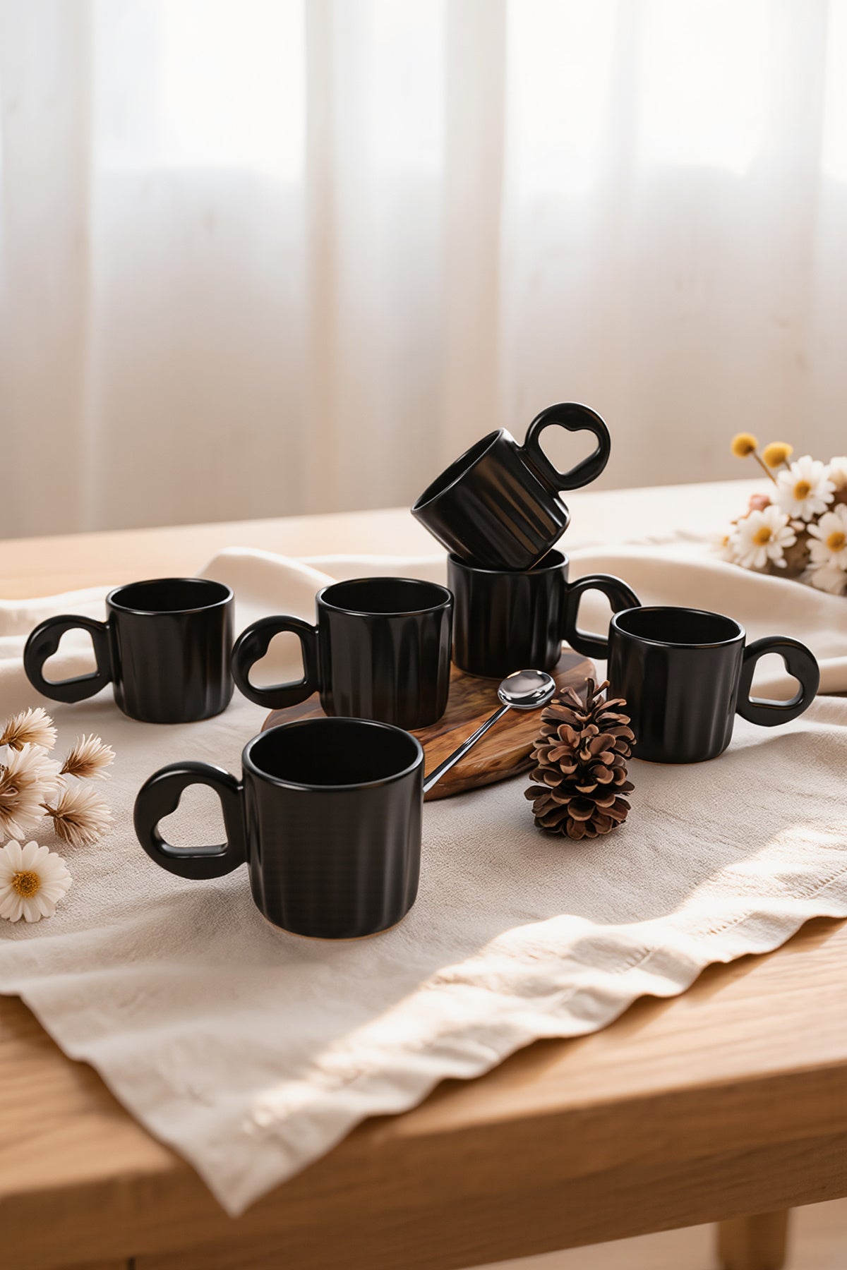 Matte Black Senta Mug, 8 cm, 6 Pieces