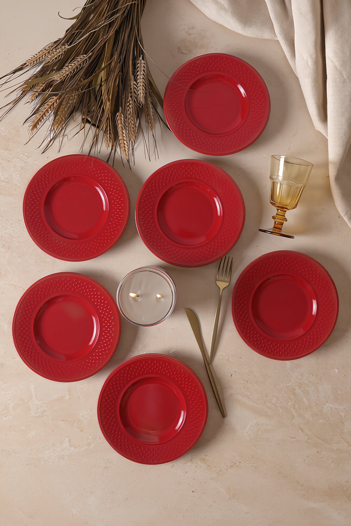Red Rice Pasta Plate 21 cm 6 Pieces