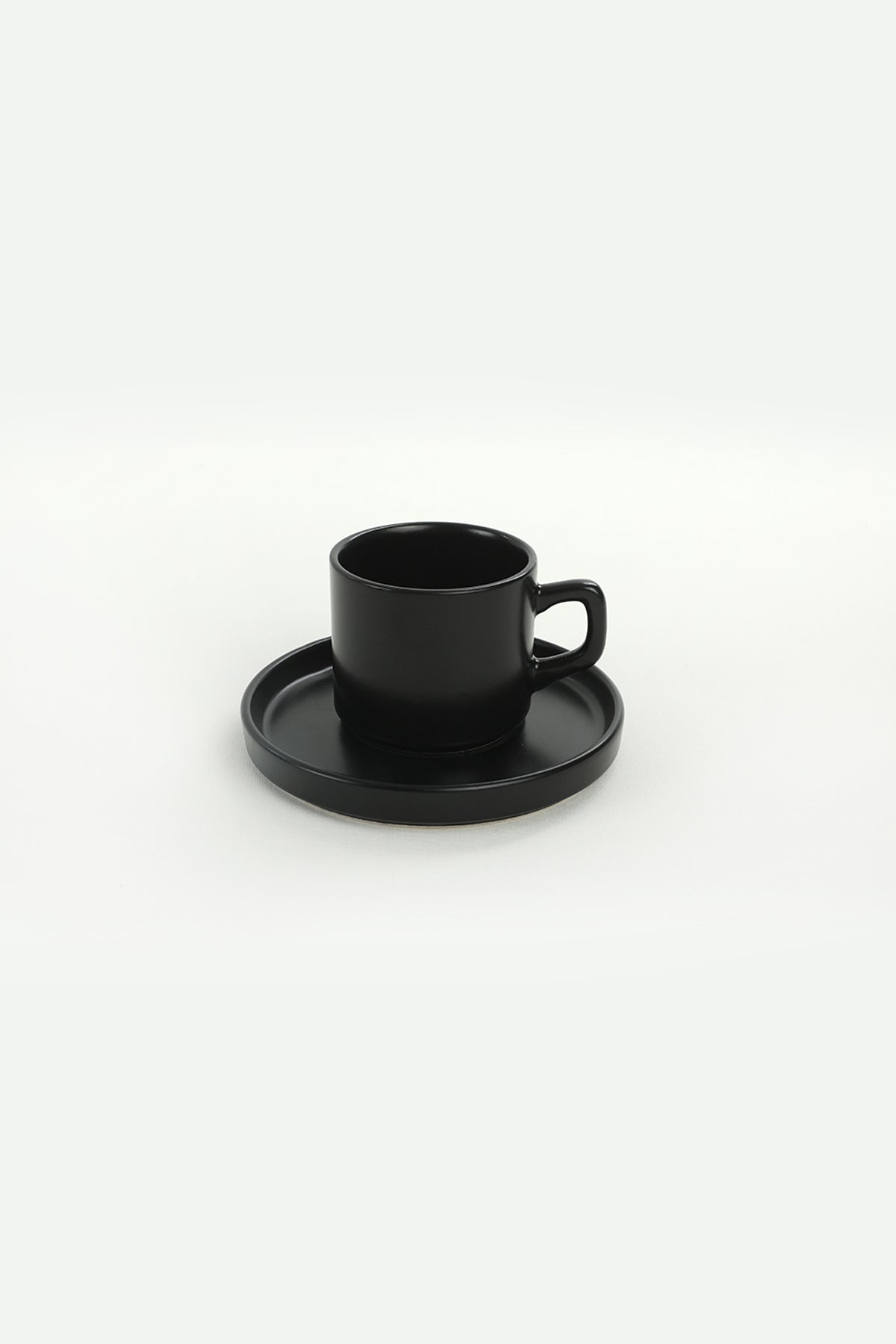 Matte Black Stackable Tea Set, 8 Pieces, for 4 People