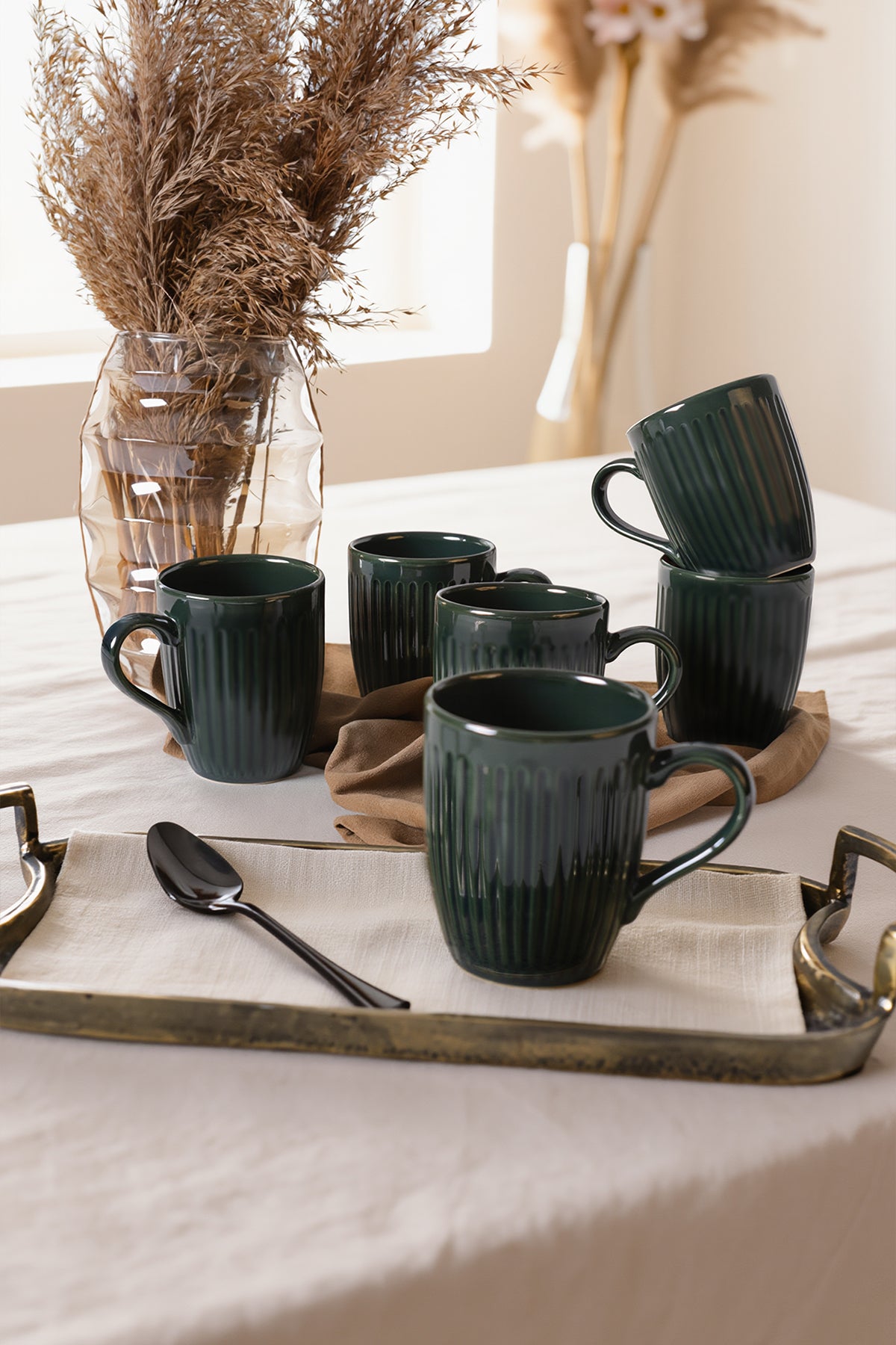 Emerald Cloud Line Relief Mug 9 cm 6 Pieces