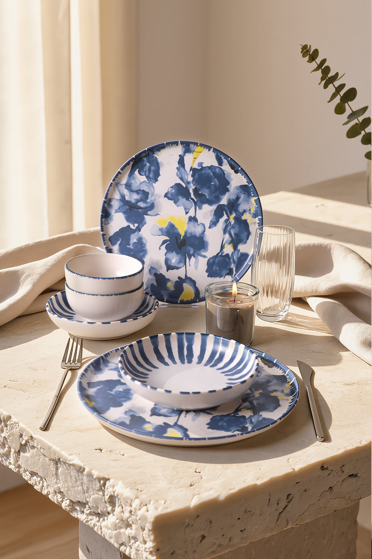 Azure Nordic 6-Piece Dinner Set for 2 People