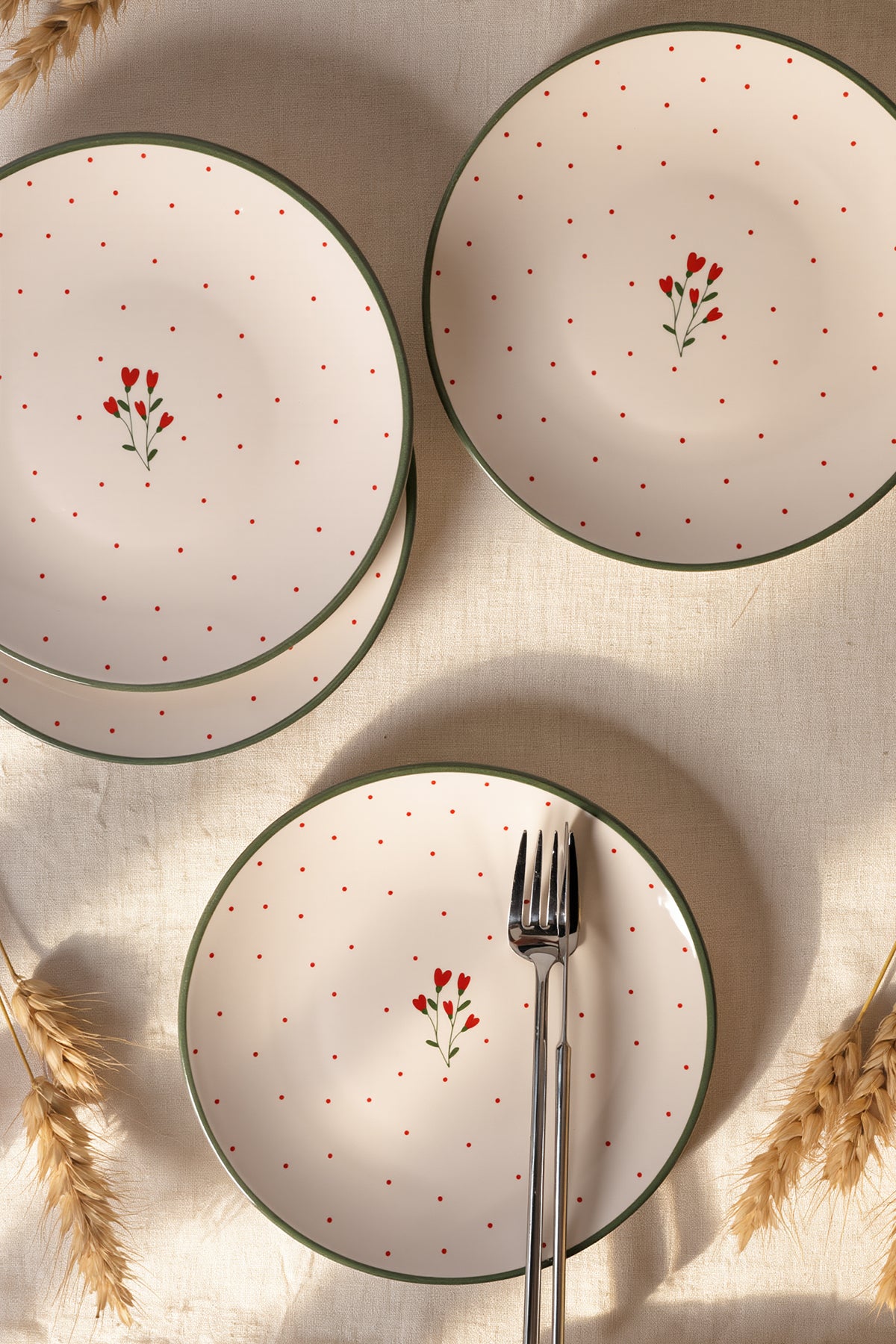 Red Bloom Dessert Plate 20 cm 4 Pieces
