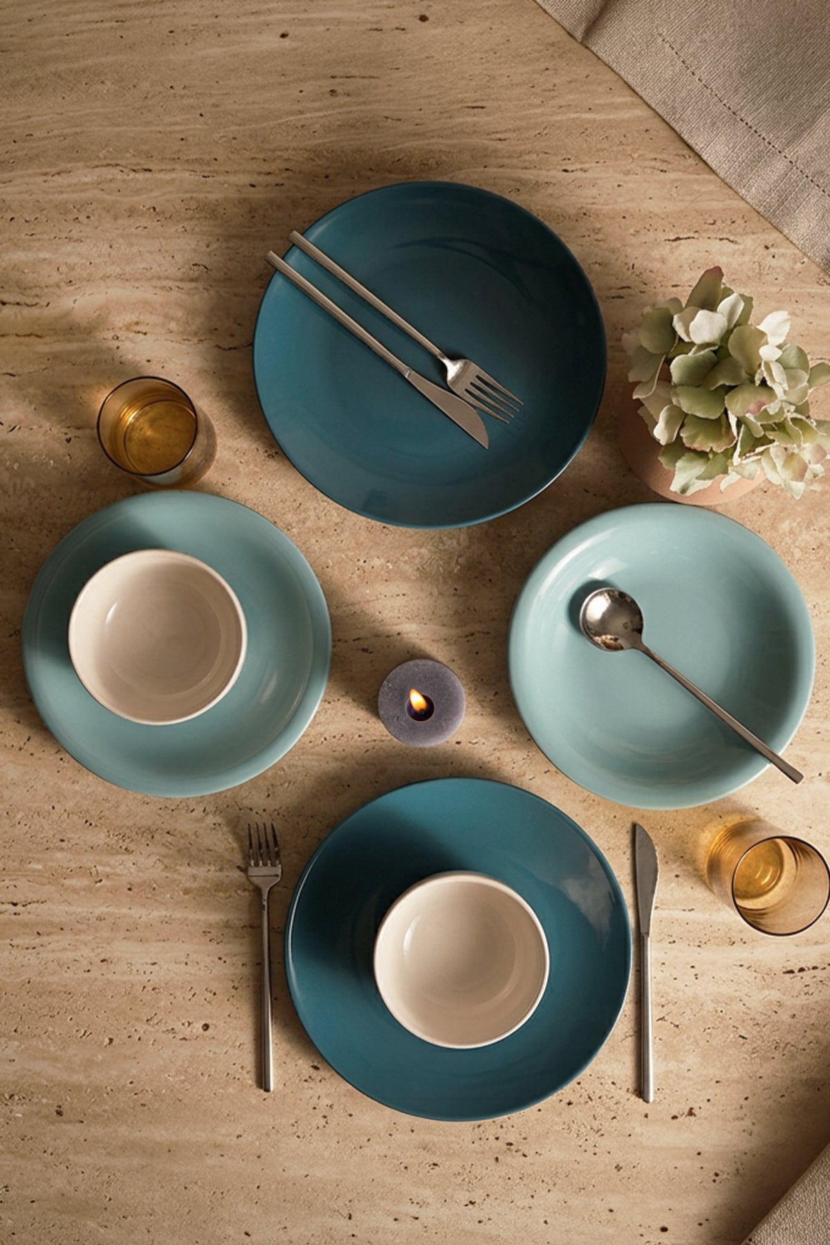Blue Mix Dinner Set, 6 Pieces, for 2 People