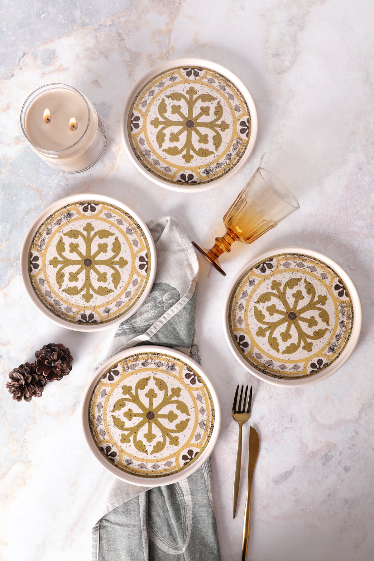 Timeless Brown Stackable Pasta Plate 21 cm 4 Pieces