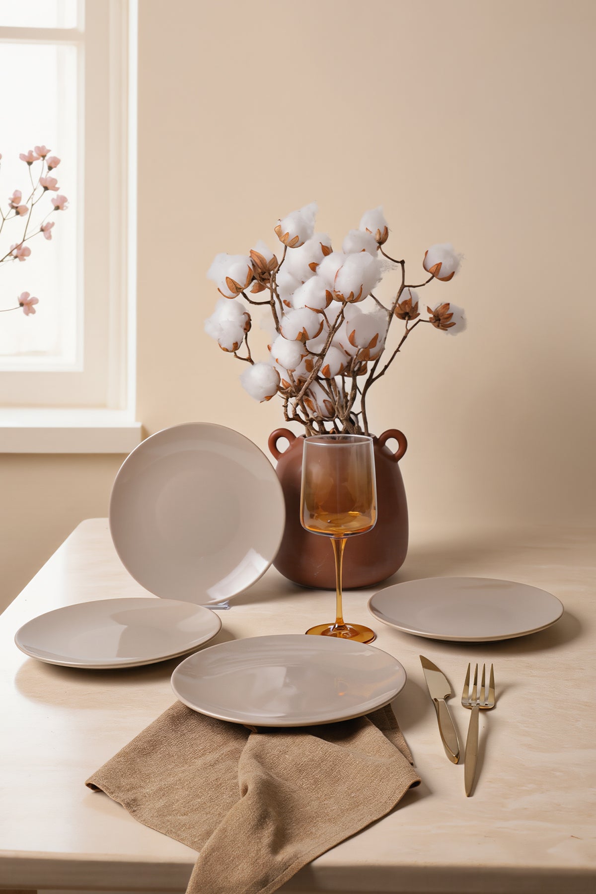 Taupe Aegean Pasta Plate 20 cm 4 Pieces
