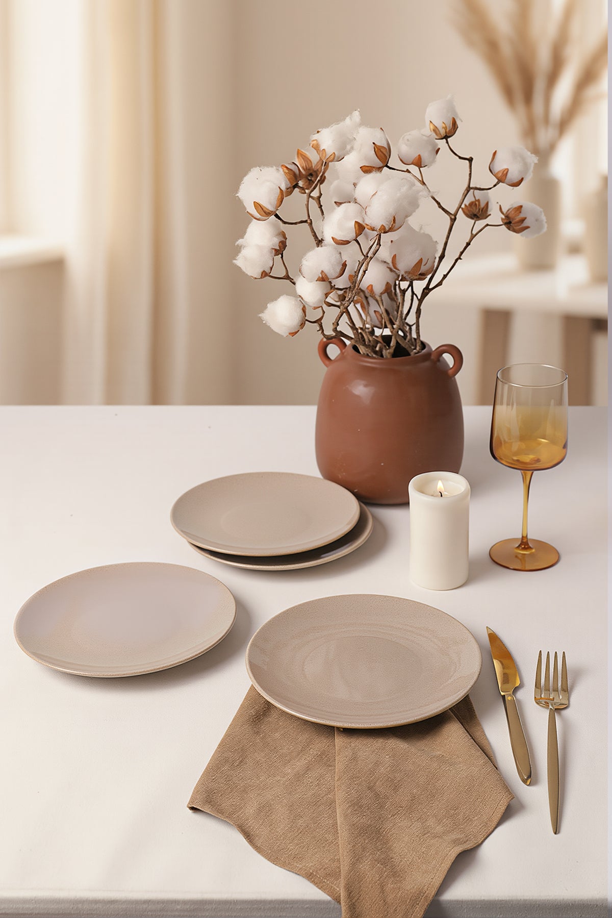 Taupe Aegean Pasta Plate 20 cm 4 Pieces