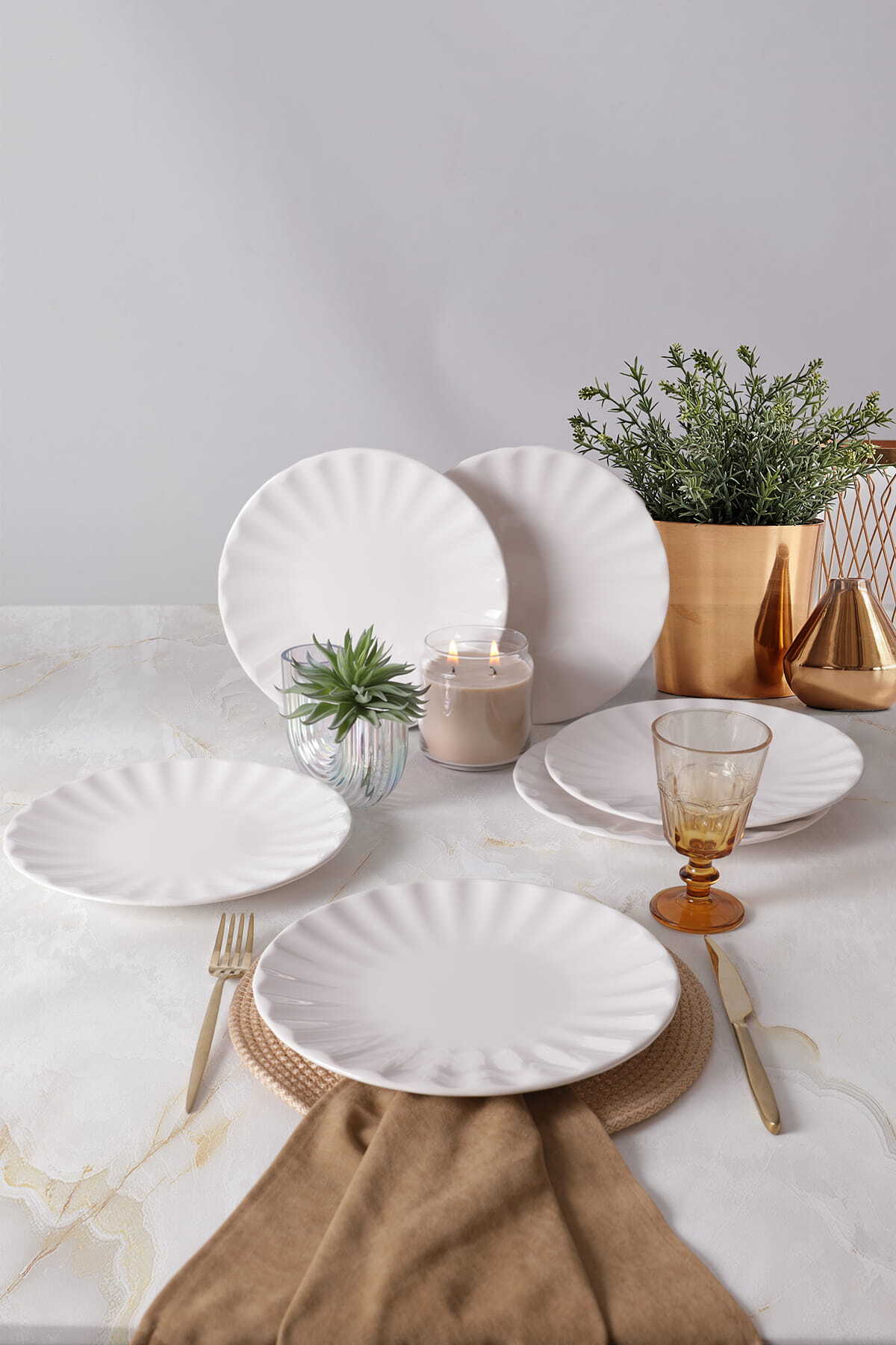 White Sirius Serving Plate 27 cm 6 Pieces