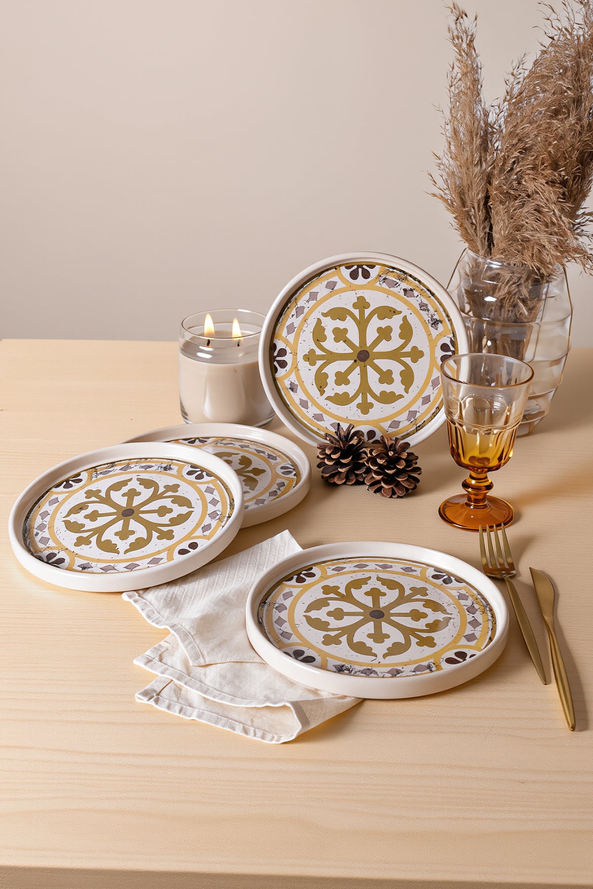 Timeless Brown Stackable Pasta Plate 21 cm 4 Pieces