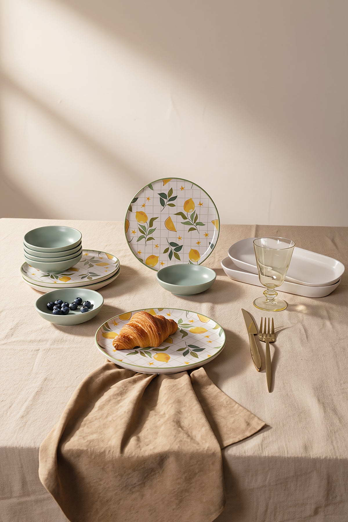 Lemon Breakfast Set, 12 Pieces, for 4 People