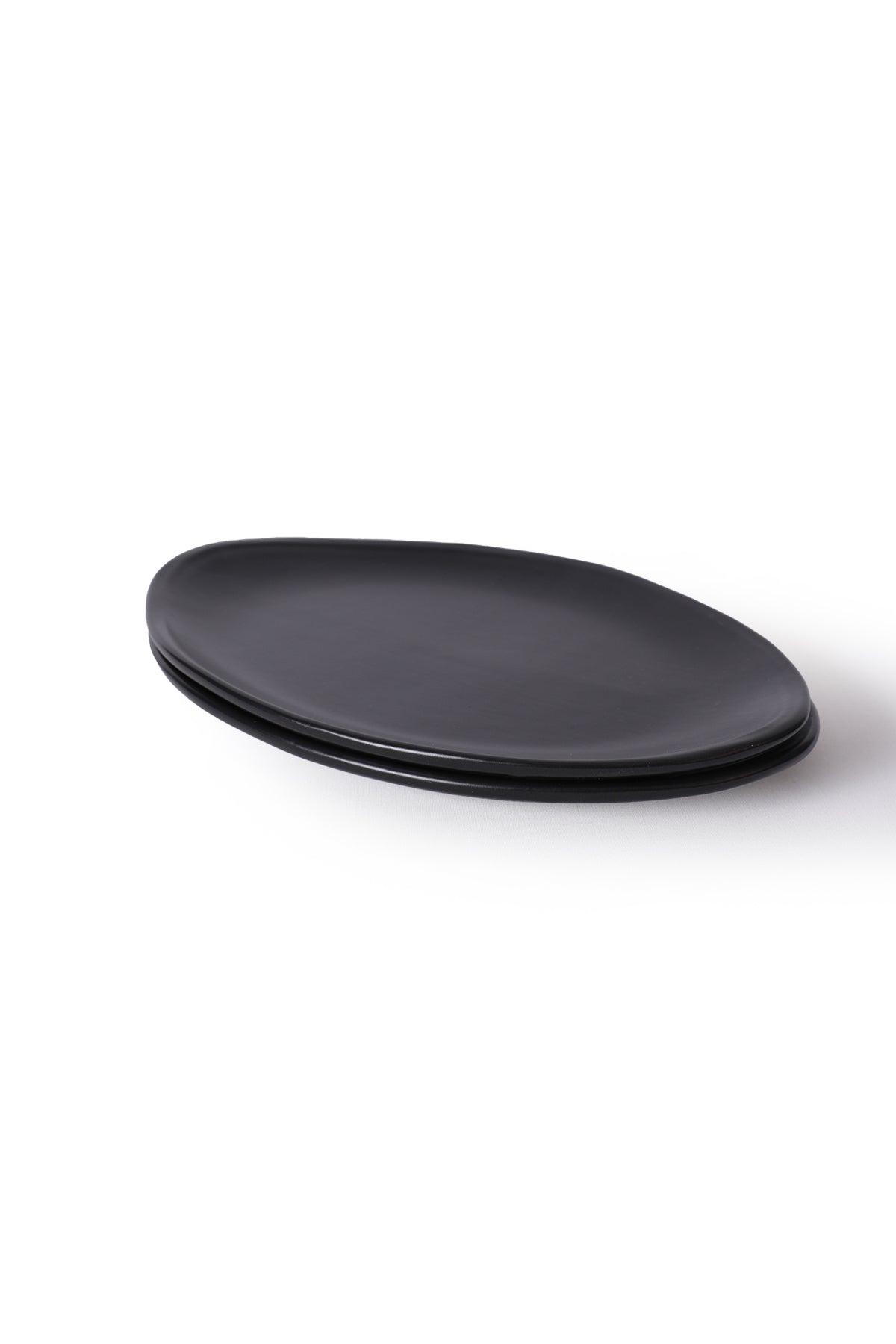 Matte Black Bloom Boat-Shaped Plate 31 cm 2 Pieces