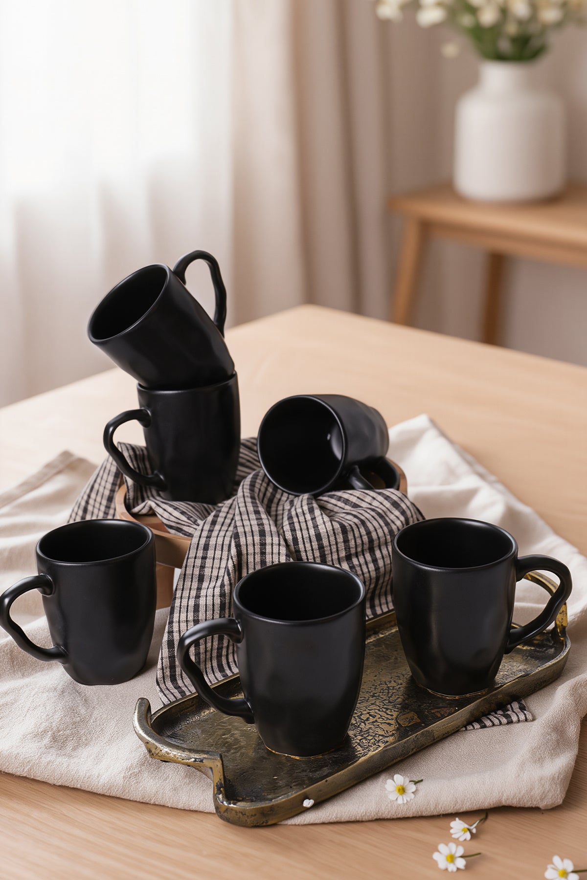 Matte Black Organic Mug 10 cm 6 Pieces