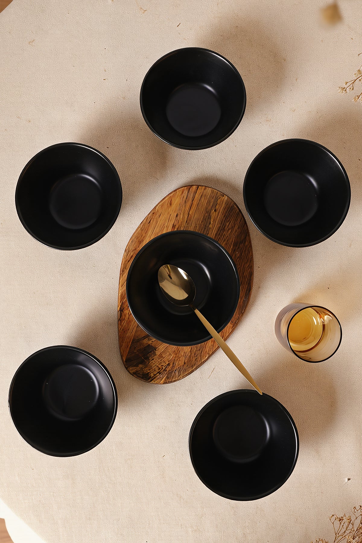 Matte Black Hittite Line Bowl 14 cm 6 Pieces