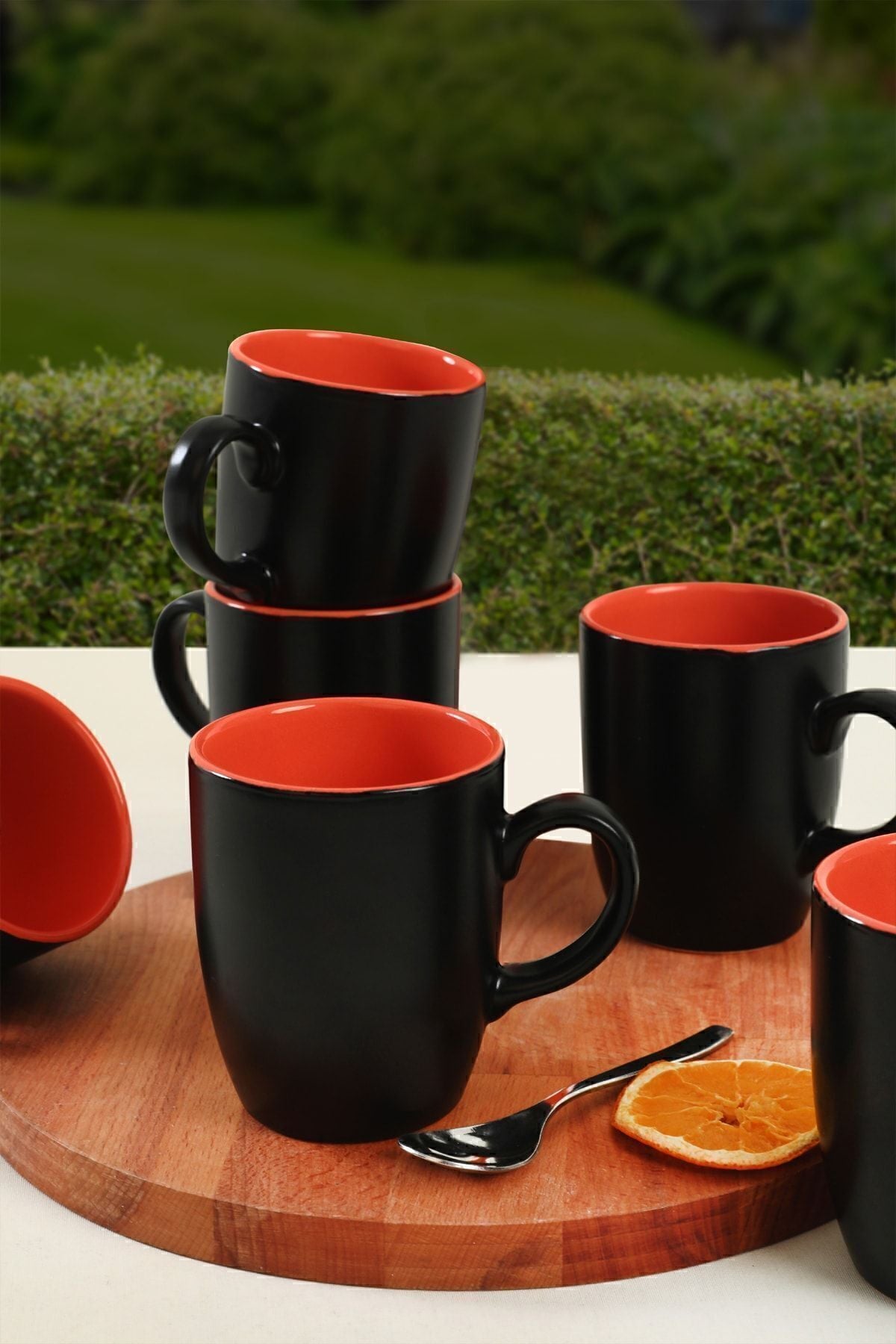 Matte Black/Orange Cloud Mug, 9 cm, 6 Pieces