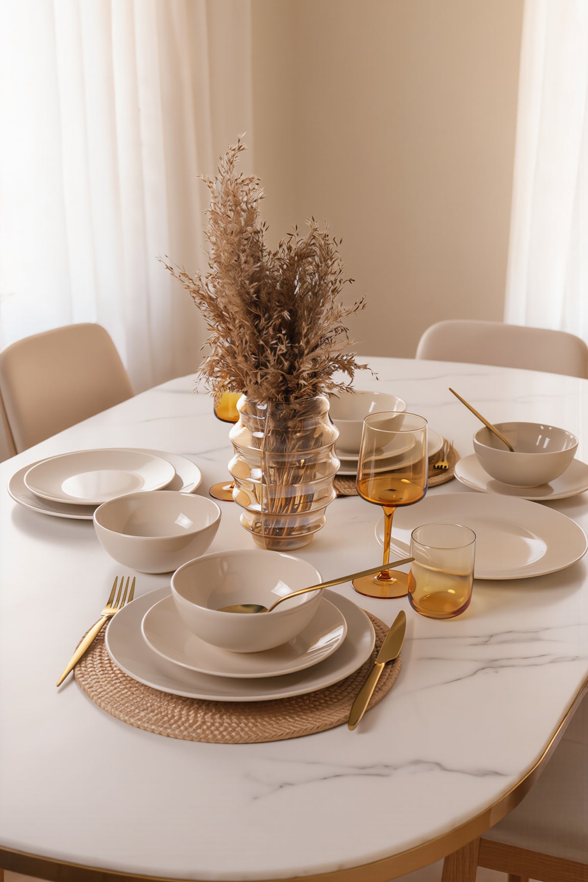 Cream Kera 12-Piece Dinner Set for 4 People