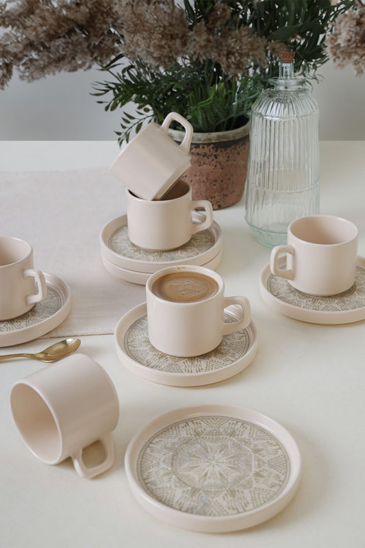 Groundlace Stackable Tea Set 12 Pieces for 6 People