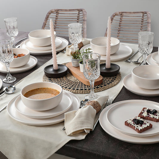 Nordic Matte White Dining Set 18 Pieces 6 Person