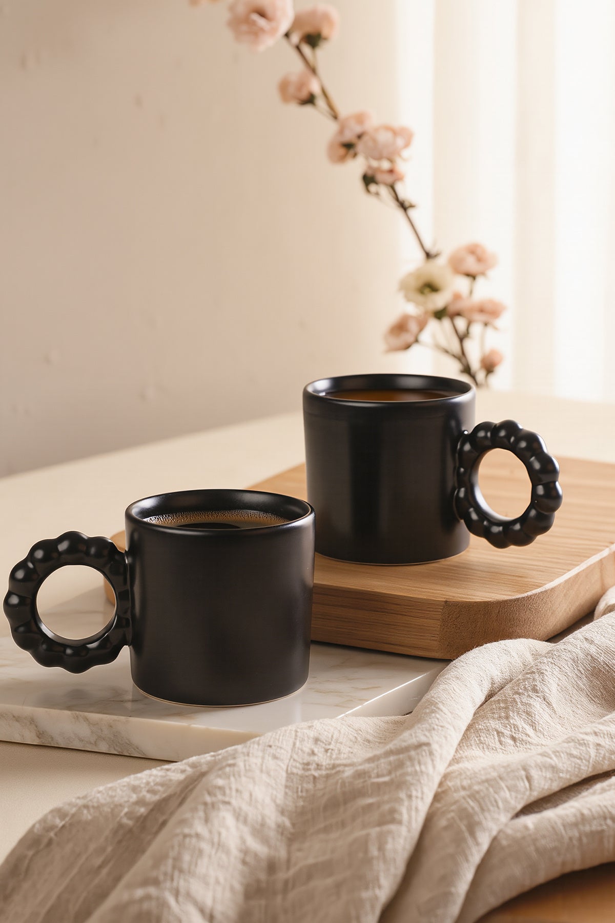 Matte Black Pearl Mug 8 cm 2 Pieces