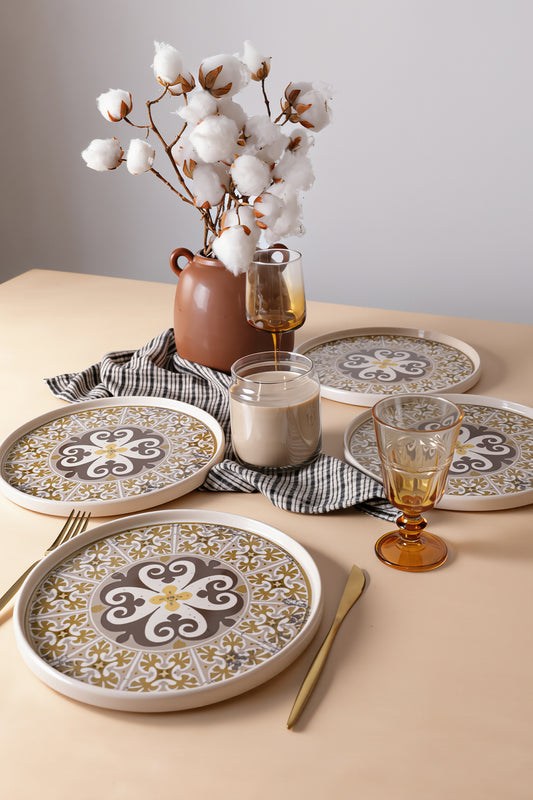 Timeless Brown Stackable Serving Plate 27 cm, 4 Pieces