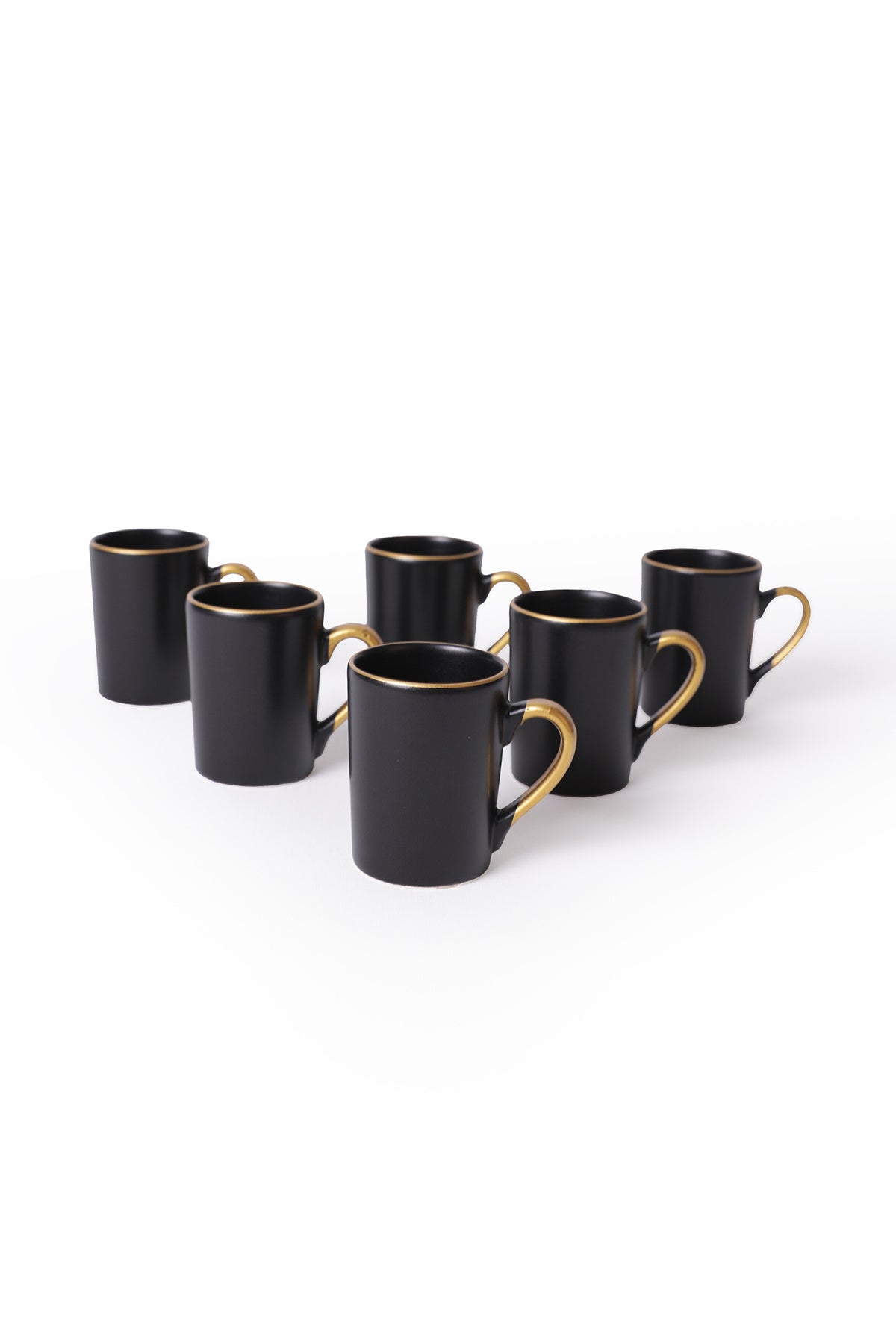 Matte Black Gold Mesh Zen Mug 8 cm 6 Pieces
