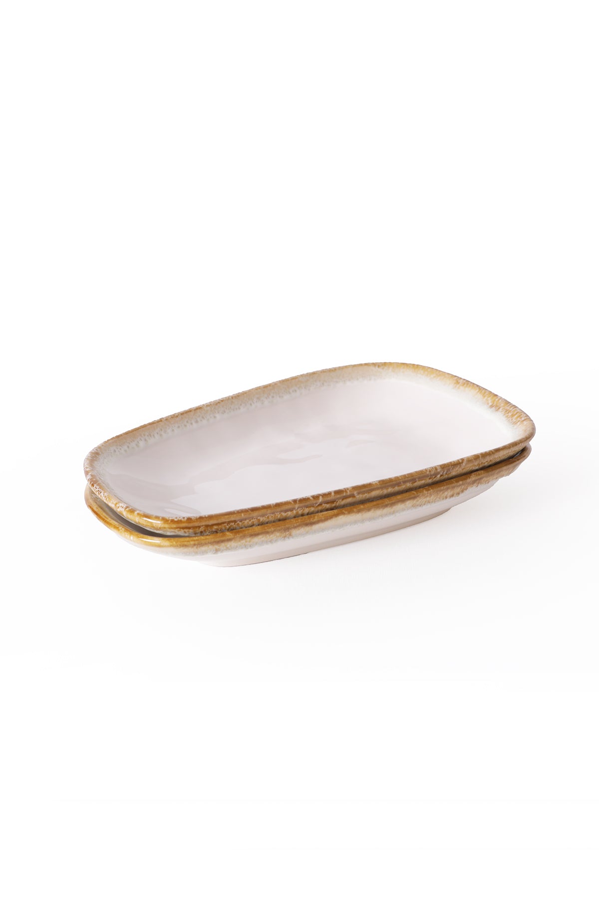 Shizen Cream Tetra Boat-Shaped Plate 28 cm 2 Pieces