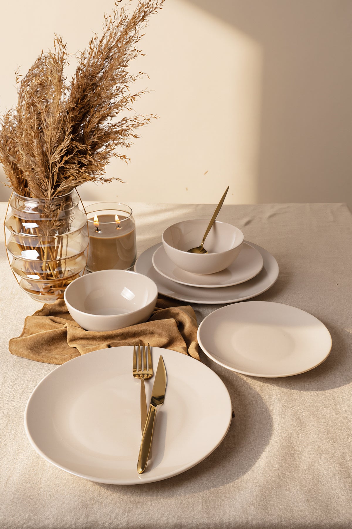 Cream Kera 6-Piece Dinner Set for 2 People