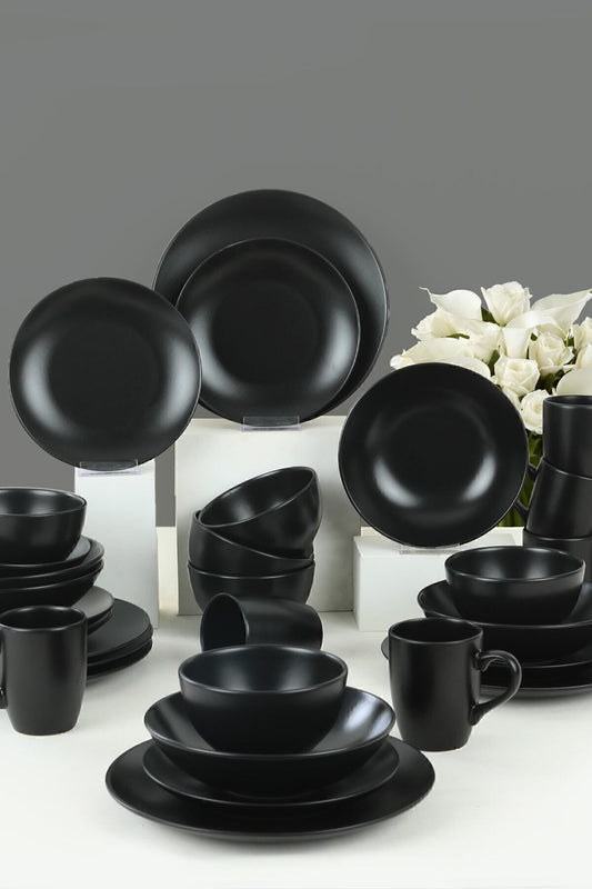 Alfa Matte Black Dinner Set 30 Pieces for 6 People