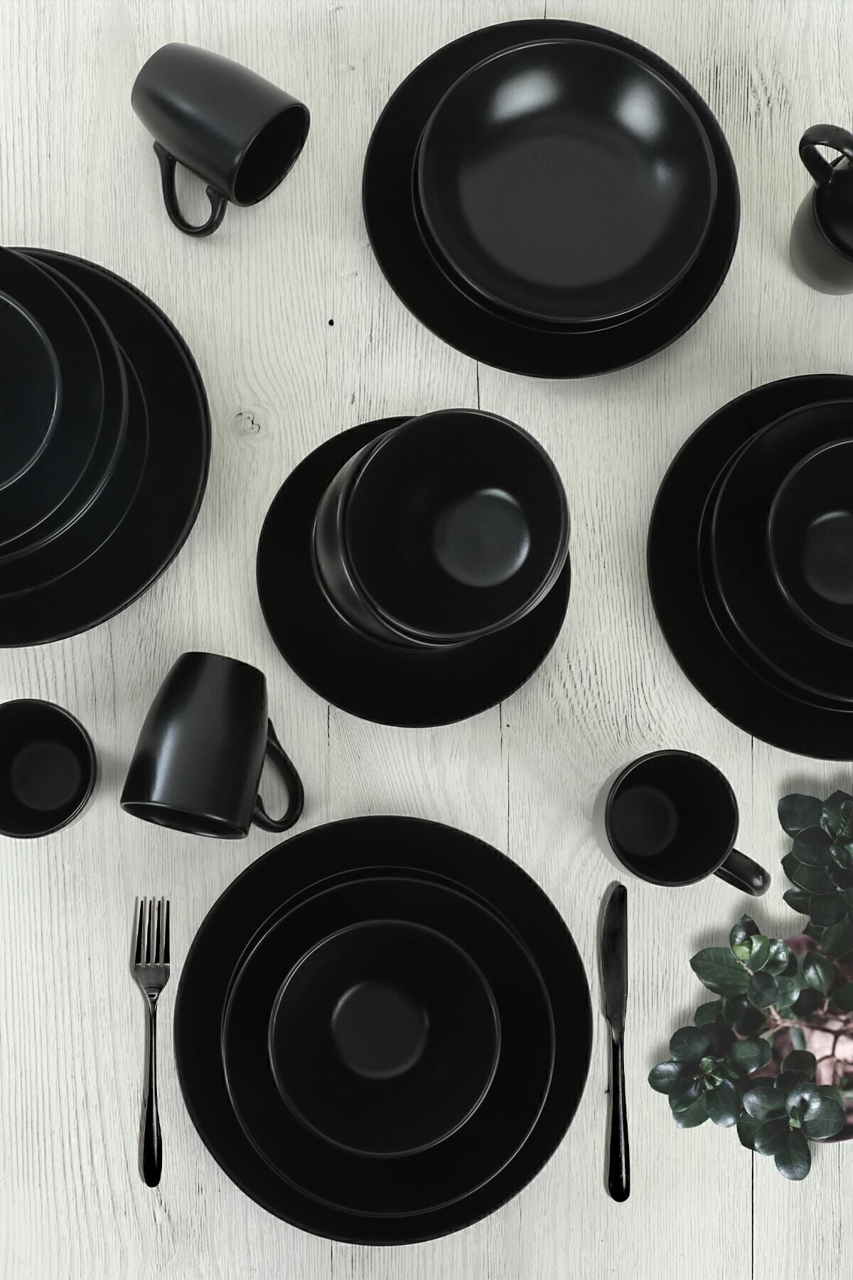 Alfa Matte Black Dinner Set 30 Pieces for 6 People