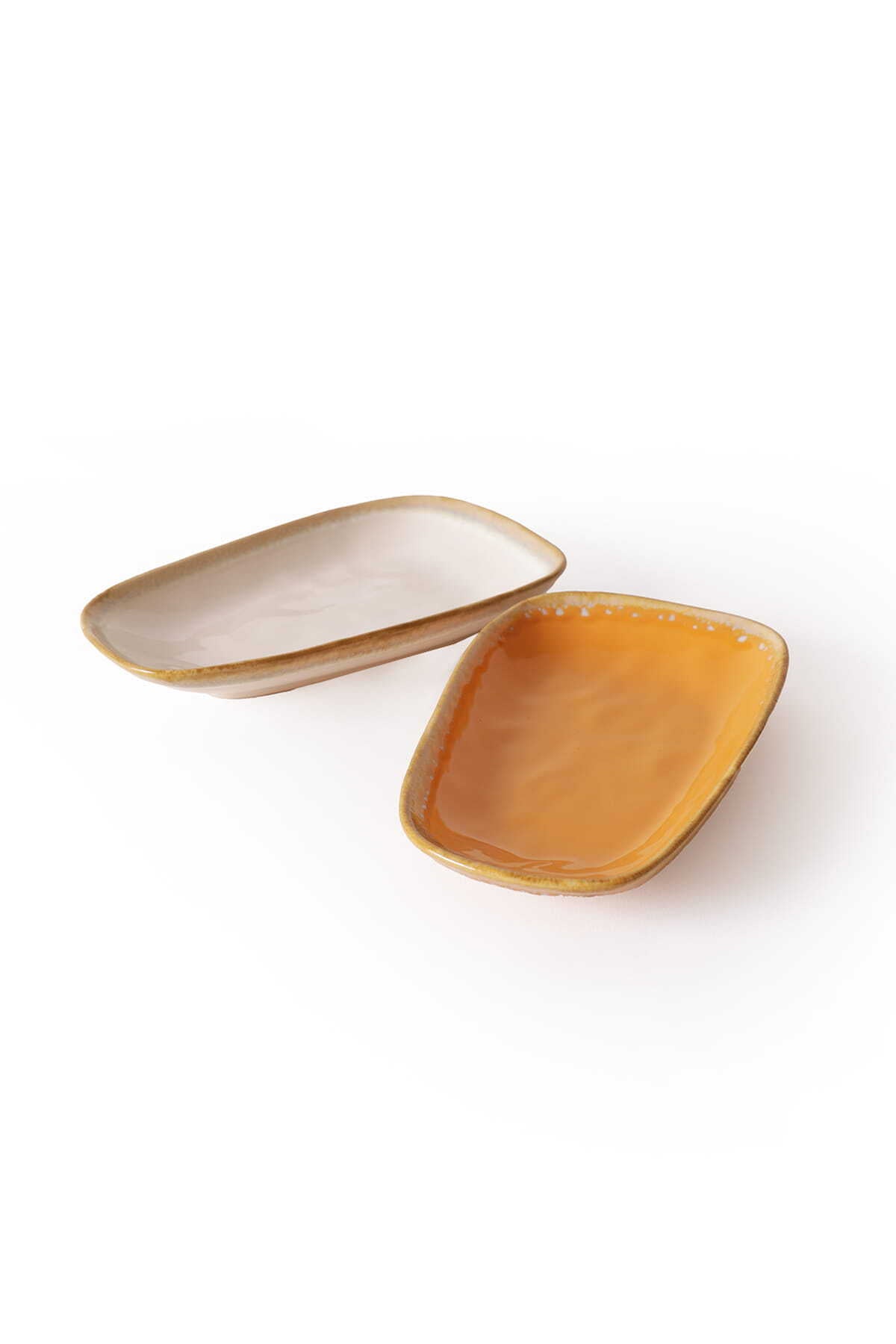 Shizen Yellow/Cream Tetra Boat-Shaped Plate 28 cm 2 Pieces