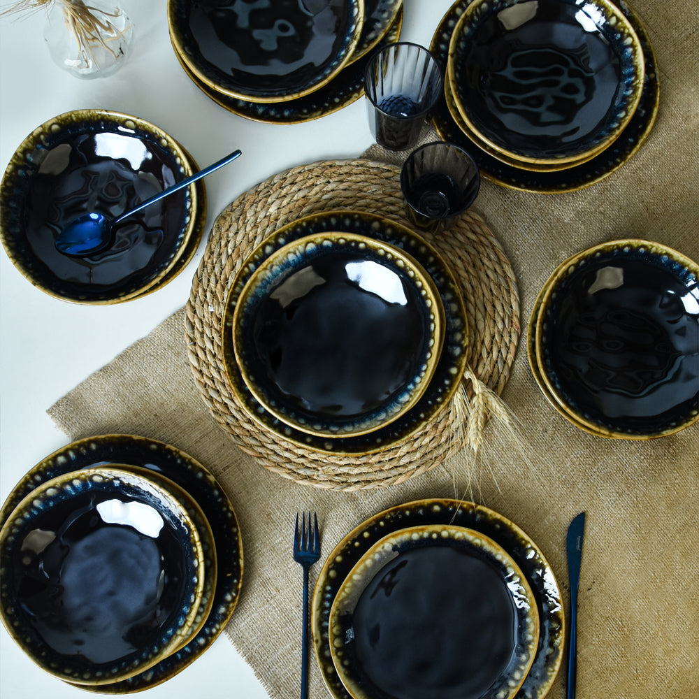Shizen Black Organic Dinner Set 18 Pieces for 6 People