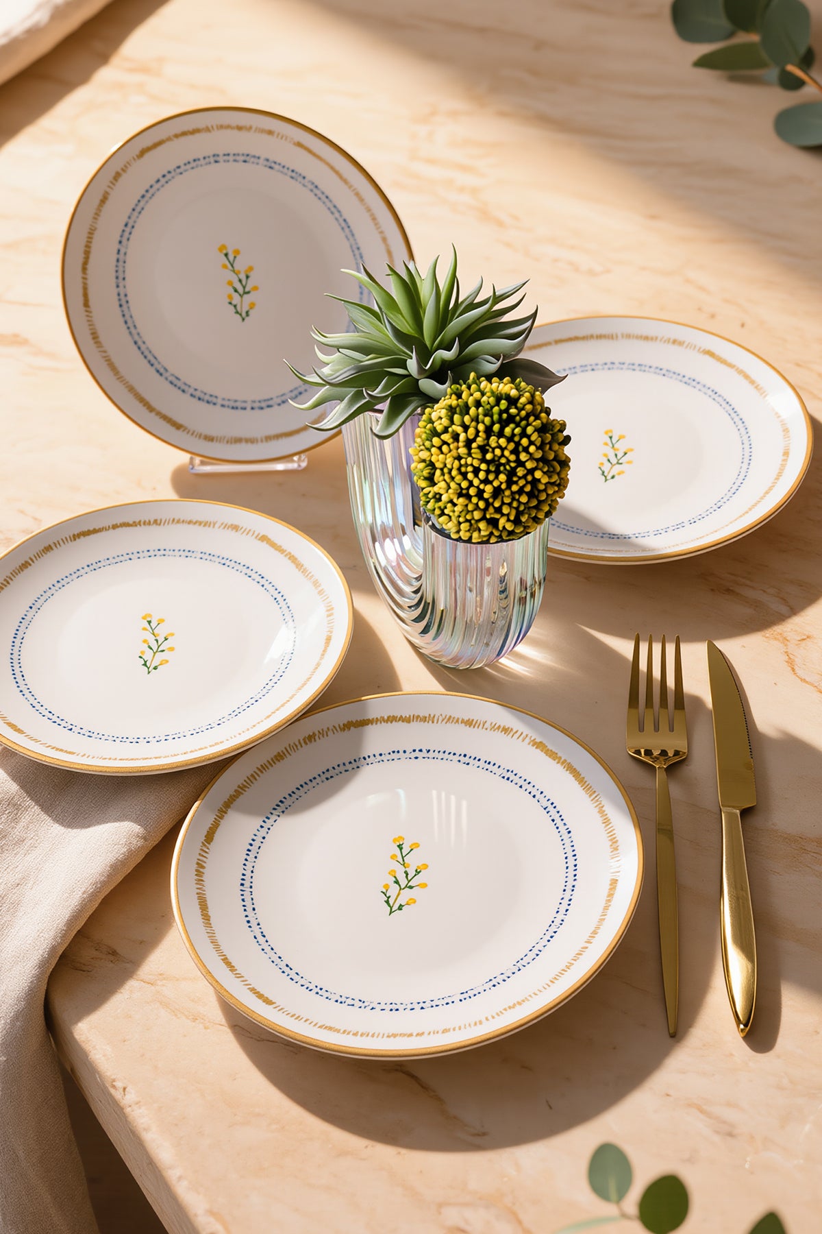 Sun Flowers Plate 20 cm 4 Pieces