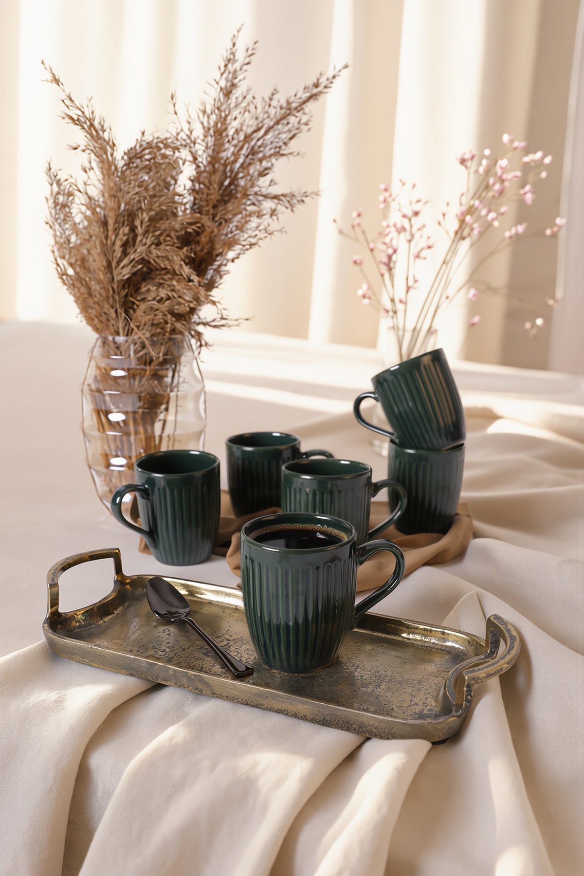 Emerald Cloud Line Relief Mug 9 cm 6 Pieces