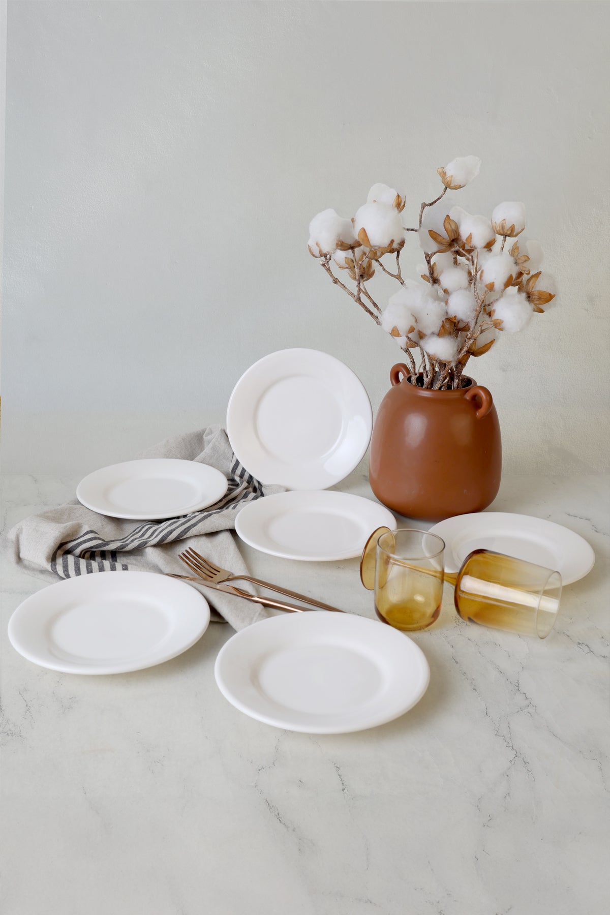 White Linda Pasta Plate 19 cm 6 Pieces