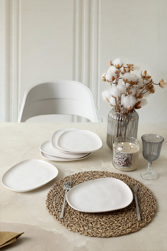 Matte White Tetra Cake Plate 23 Cm 6 Pieces