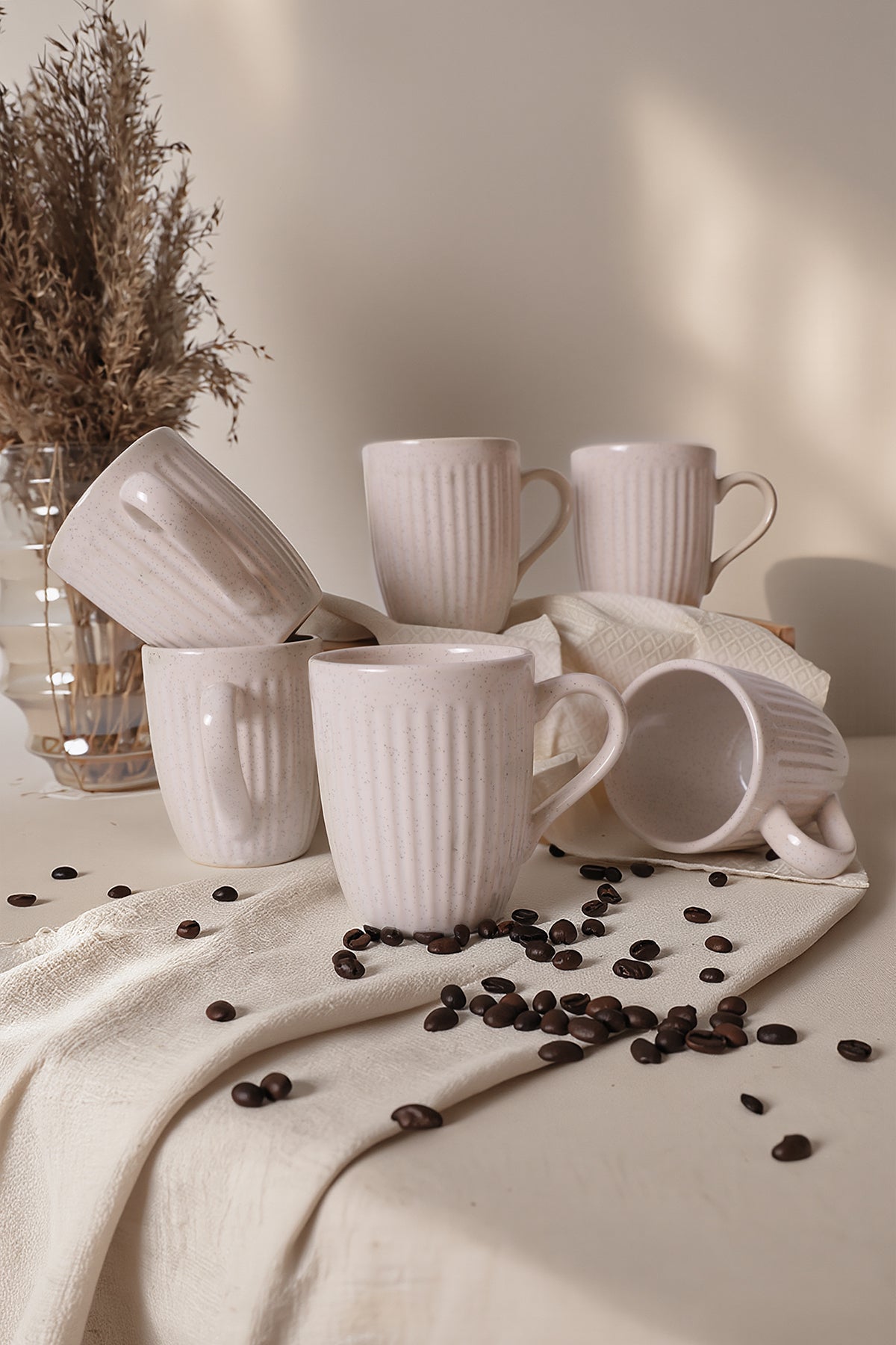 Reactive Cream Cloud Line Cup 9 cm 6 Pieces