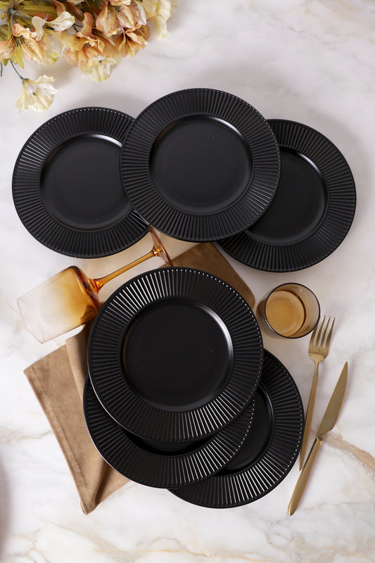 Matte Black Myra Pasta Plate 22 cm 6 Pieces