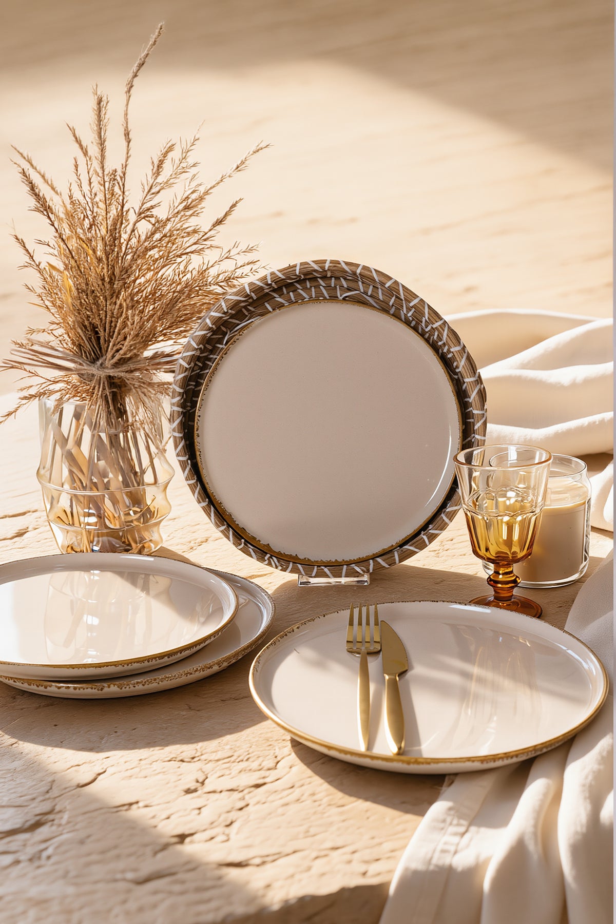 Straw Nordic Serving Plate 26 cm, 4 Pieces